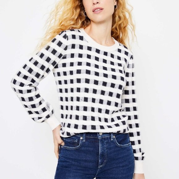 LOFT Sweaters - LOFT Gingham Sweater, Size XL, NWT